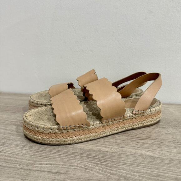 Zimmermann Leather Espadrille Slingback Platform Sandals Nude Women's Size 40 - Picture 3 of 8